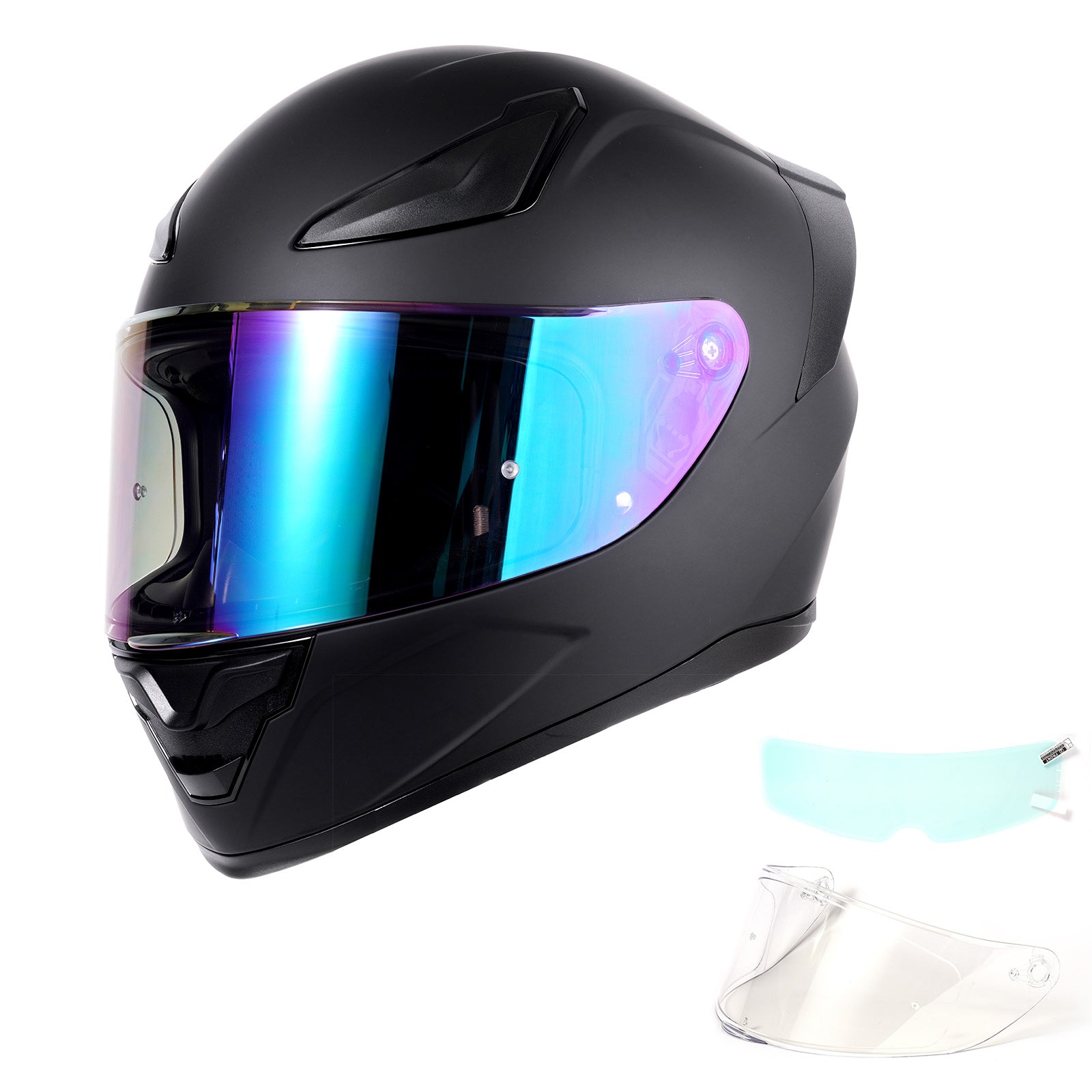 OTS Foxhound Matte Black Full Face Motorcycle Helmet - ECE DOT Approved & Anti-Fog