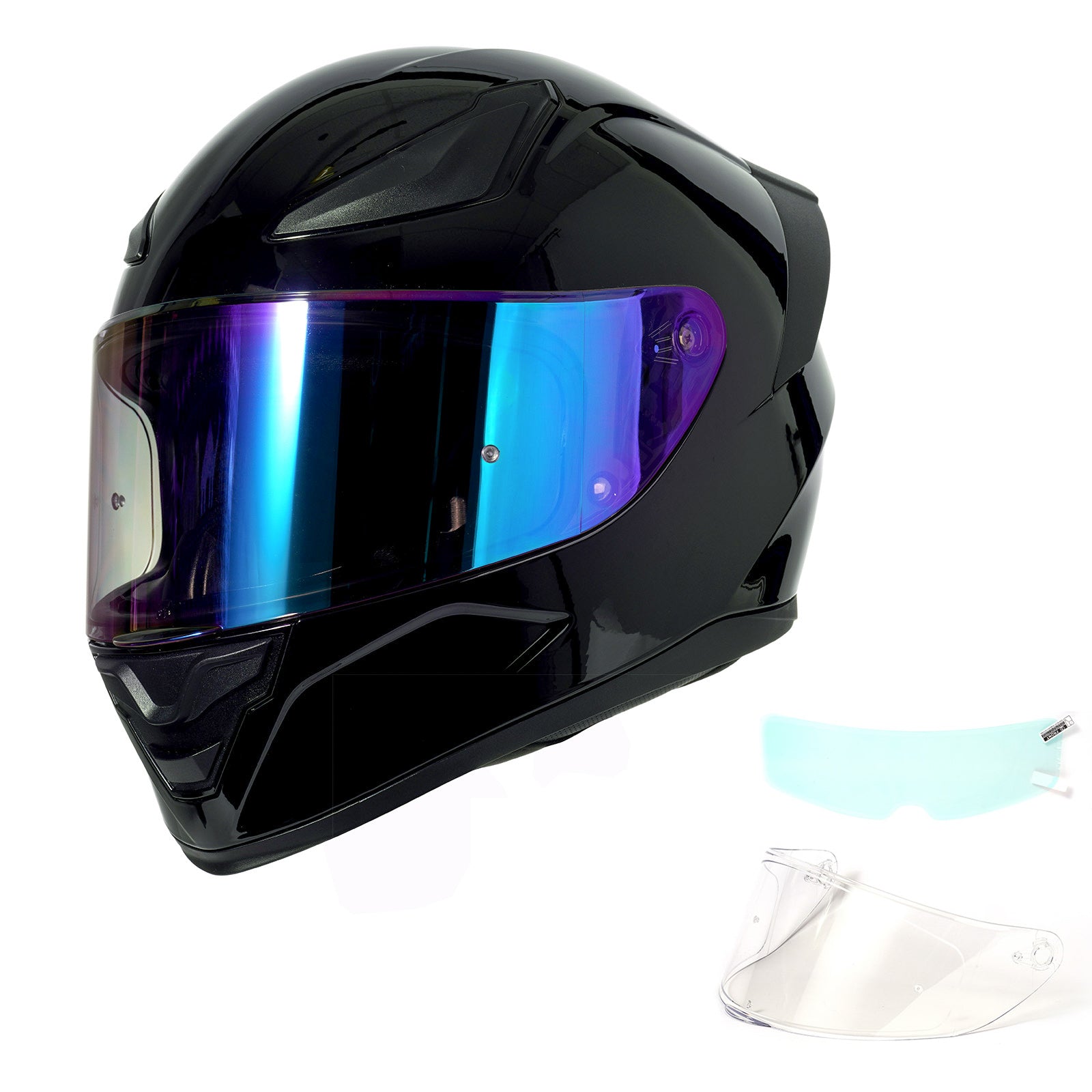 Matte Black Full Face Motorcycle Helmet side view DOT certified
