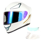 Motorcycle Helmets Full Face Dot Approved Certified Biker Helmet Orthrus Foxhound White Golden