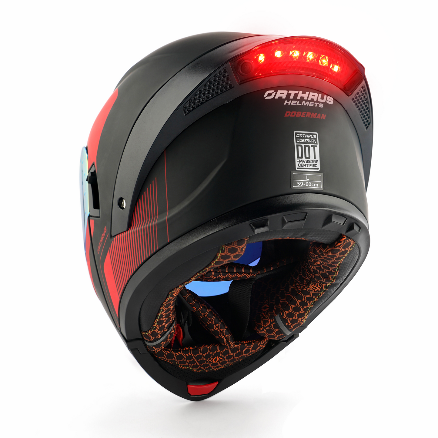 Dobermann Matte Black Red flip-up Helmet