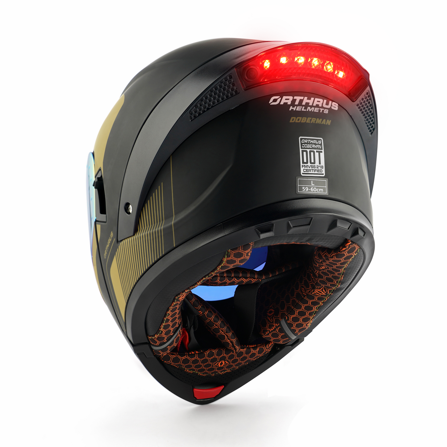 Dobermann Matte Black Gold flip-up Helmet