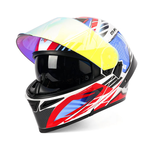 Motorcycle Helmets Modular Dot Approved Certified Biker Helmet With LED Spoiler Orthrus Dobermann R46