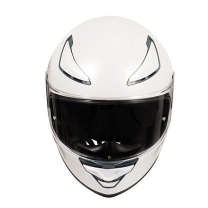 OTS Foxhound White Golden Full Face Motorcycle Helmet - ECE DOT Approved & Anti-Fog