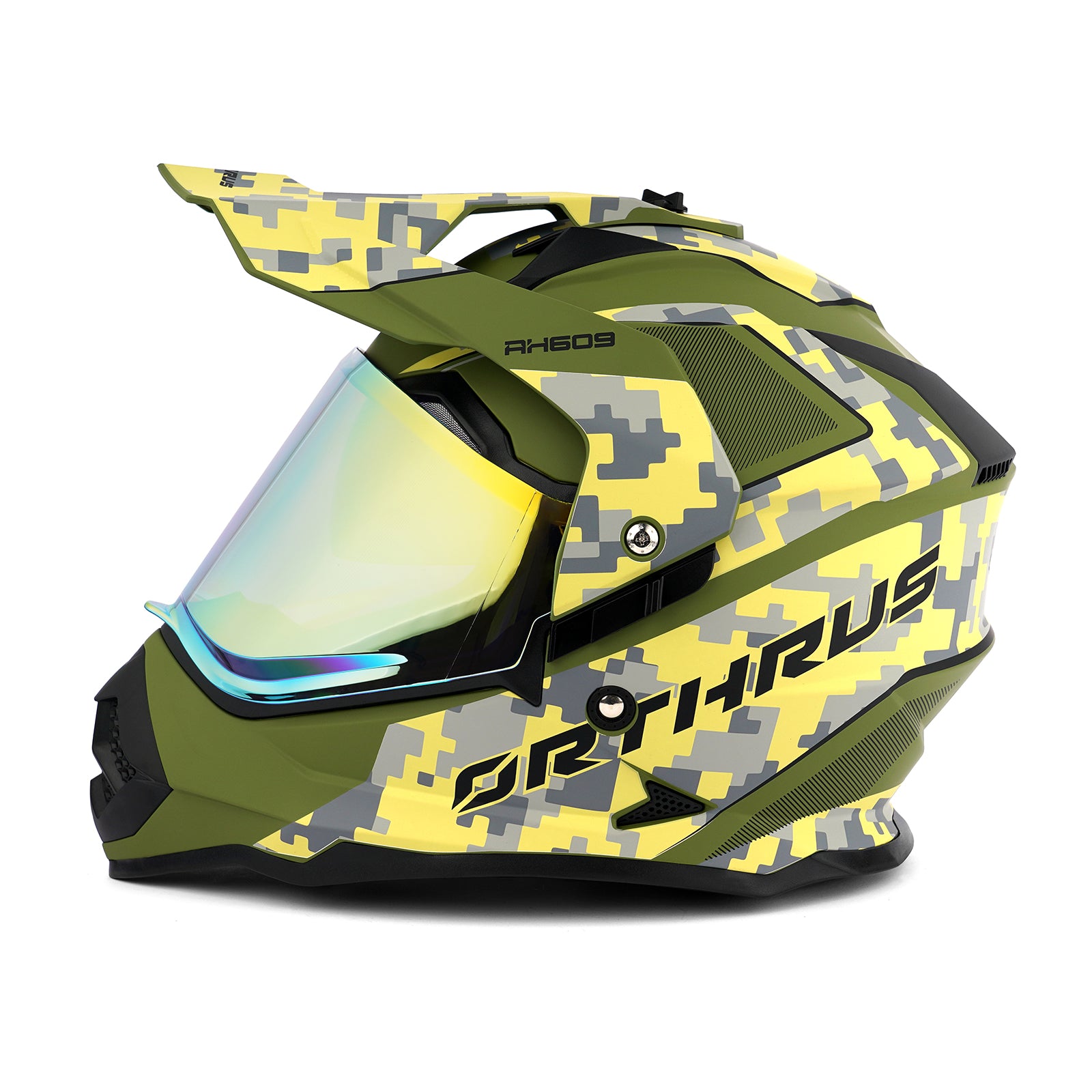 Orthrus Husky AH609 Halo Adult Off-Road Dual Sports Advanture Helmet - DOT Certified for ATV UTV Dirt Bike & Snowmobile