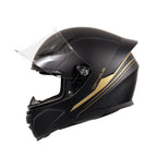 Motorcycle Helmets Full Face Dot Approved Certified Biker Helmet Orthrus Foxhound Matte Black Gold