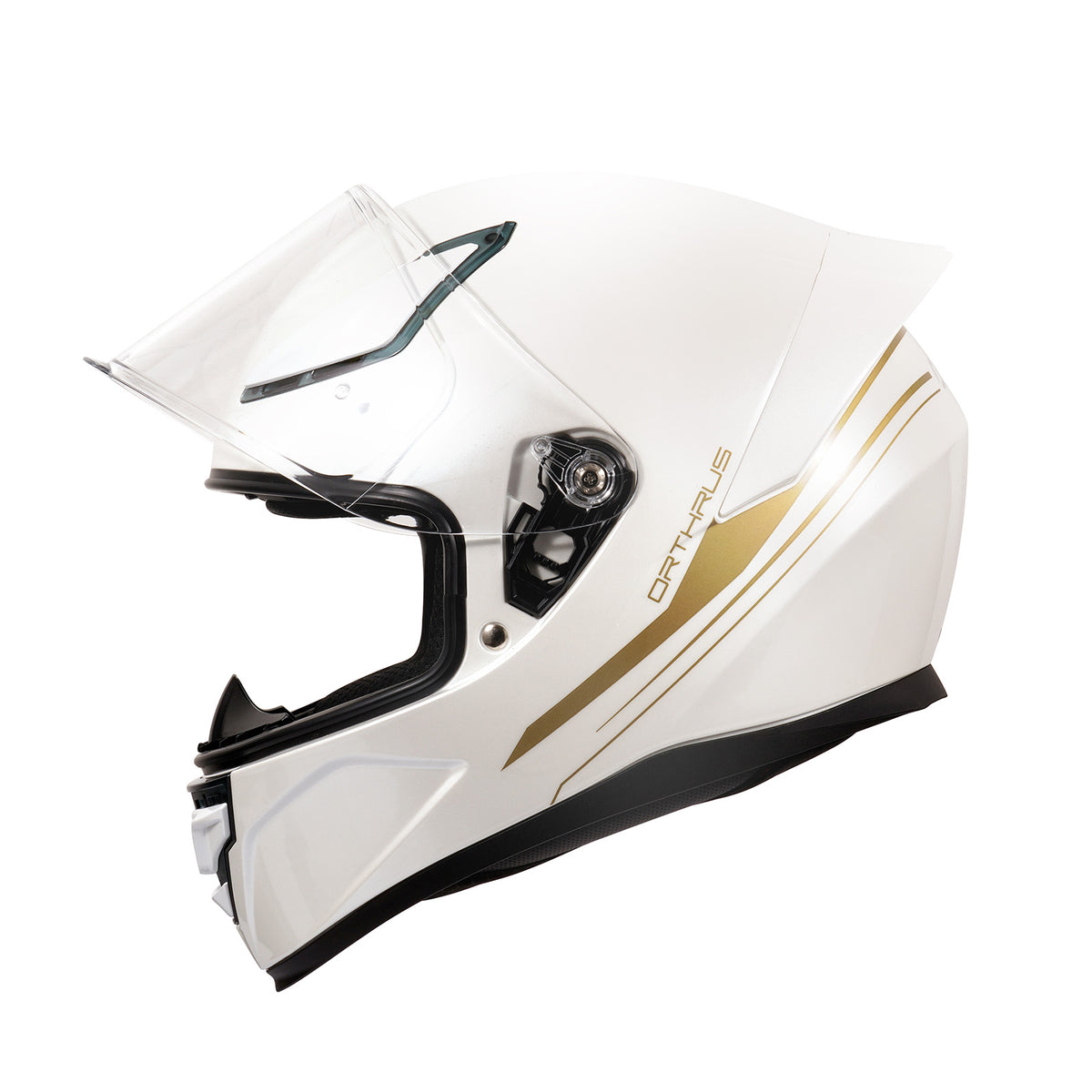 OTS Foxhound White Golden Full Face Motorcycle Helmet - ECE DOT Approved & Anti-Fog