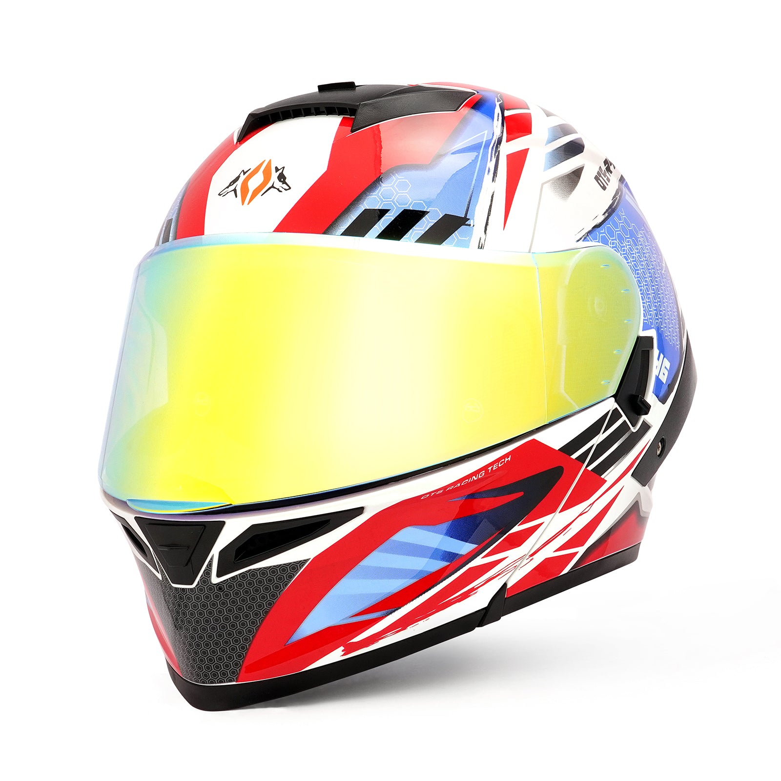OTS Dobermann R46 Dual Visor Modular Motorcycle Helmet with LED Spoiler - ECE & DOT Approved