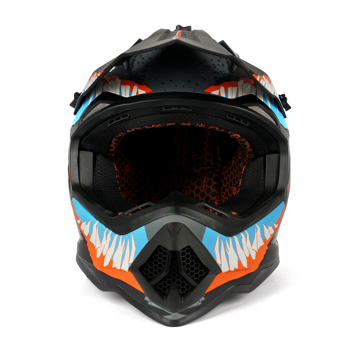 Orthrus Greyhound AH609 Grey Blue Devour Adult Off-Road Helmet - DOT Certified for ATV UTV & Dirt Bike
