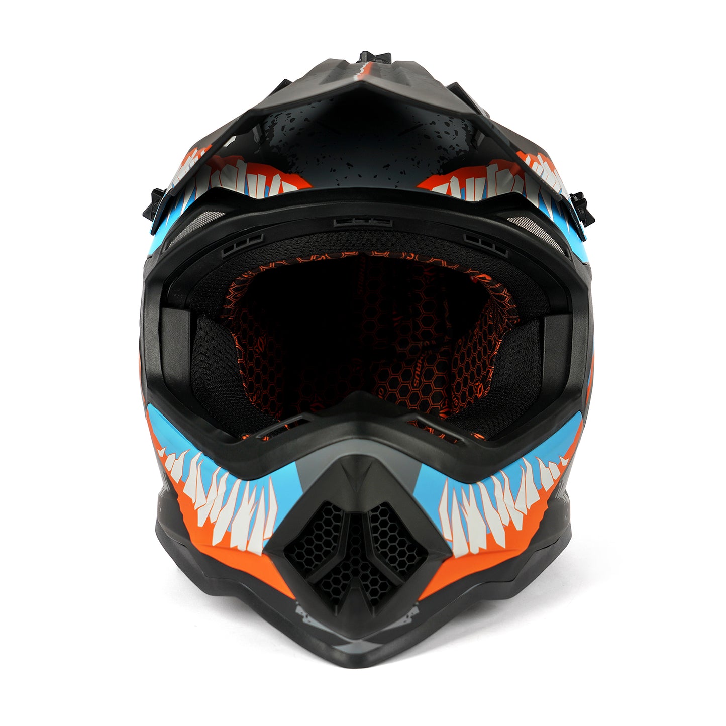 Orthrus Greyhound AH609 Grey Blue Devour Adult Off-Road Helmet - DOT Certified for ATV UTV & Dirt Bike