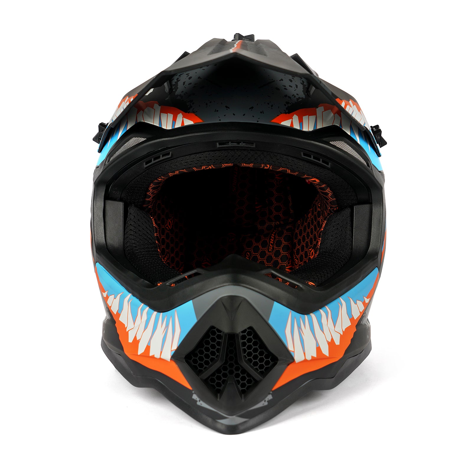 Orthrus Greyhound AH609 Grey Blue Devour Adult Off-Road Helmet - DOT Certified for ATV UTV & Dirt Bike