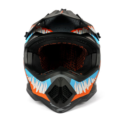 Orthrus Greyhound AH609 Grey Blue Devour Adult Off-Road Helmet - DOT Certified for ATV UTV & Dirt Bike