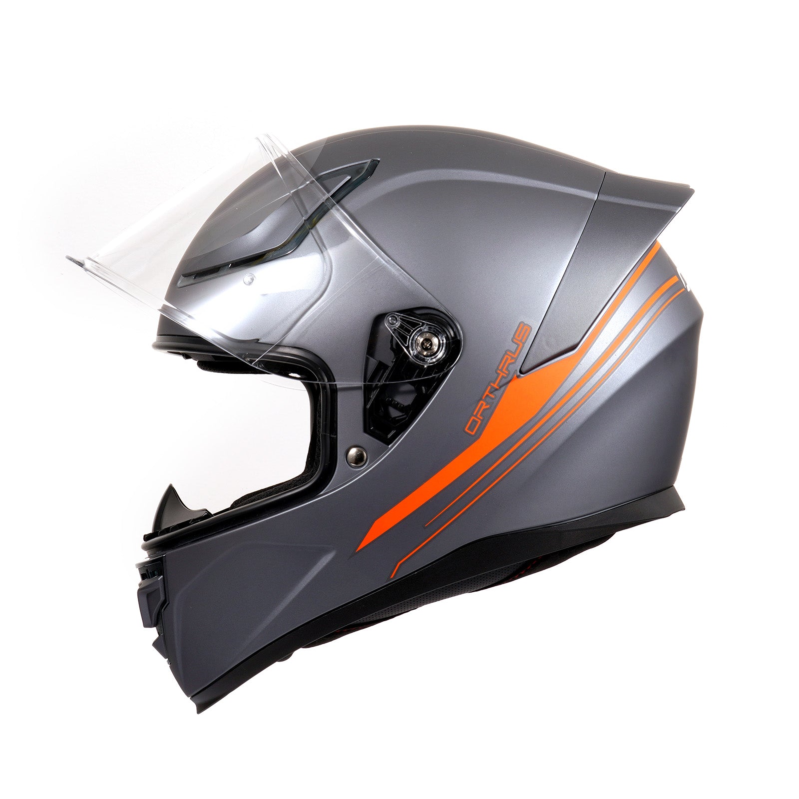 OTS Foxhound Matte Black Orange Full Face Motorcycle Helmet - ECE DOT Approved & Anti-Fog