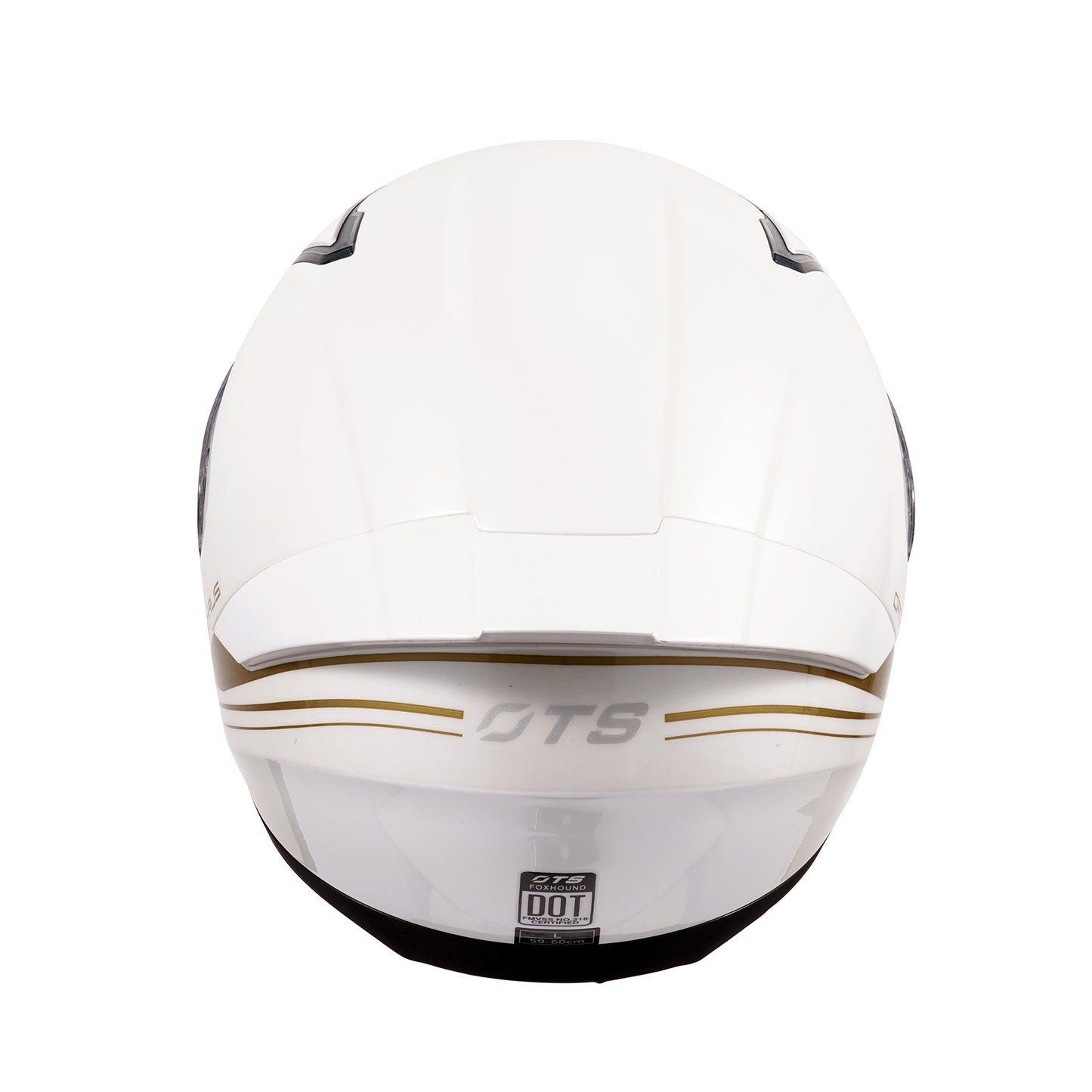 OTS Foxhound White Golden Full Face Motorcycle Helmet - ECE DOT Approved & Anti-Fog