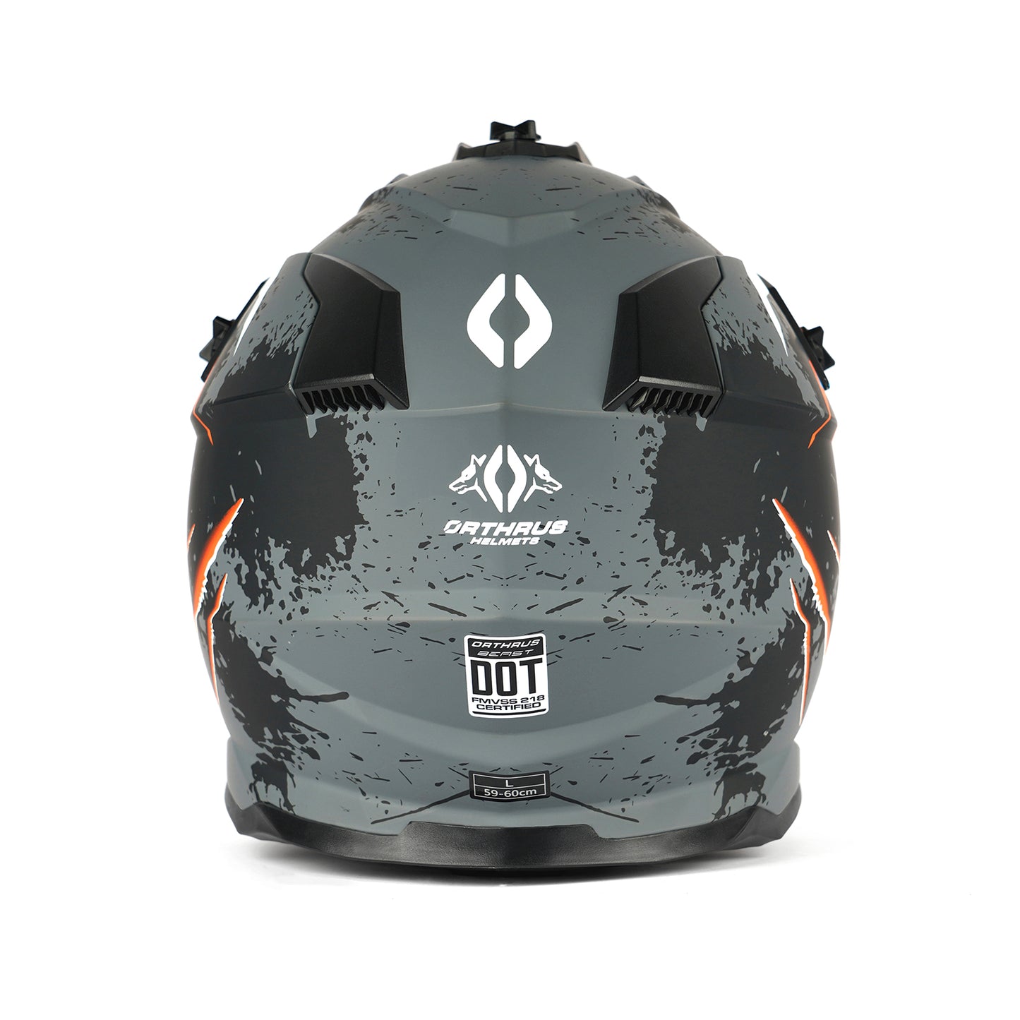 Orthrus Greyhound AH609 Grey Blue Devour Adult Off-Road Helmet - DOT Certified for ATV UTV & Dirt Bike