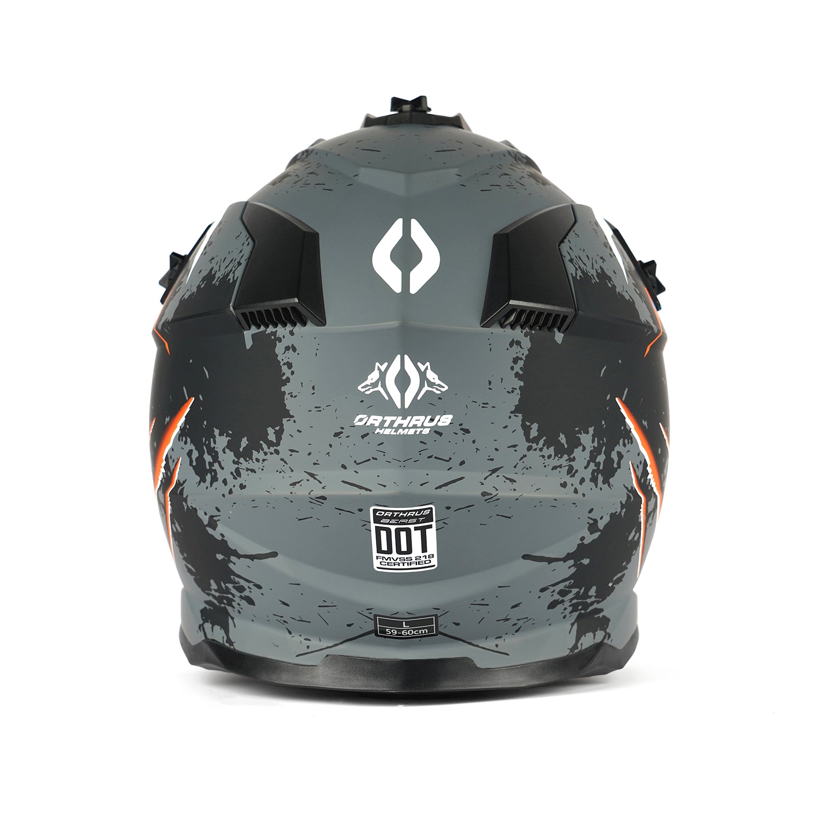 Orthrus Greyhound AH609 Grey Blue Devour Adult Off-Road Helmet - DOT Certified for ATV UTV & Dirt Bike