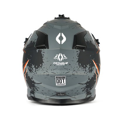 Orthrus Greyhound AH609 Grey Blue Devour Adult Off-Road Helmet - DOT Certified for ATV UTV & Dirt Bike