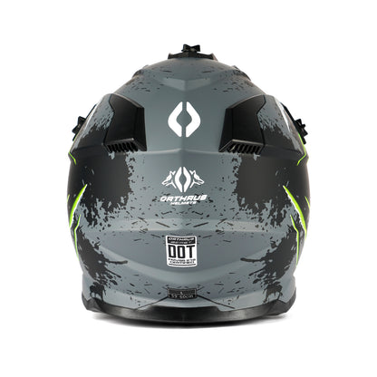 Orthrus Greyhound AH609 Grey Green Devour Adult Off-Road Helmet - DOT Certified for ATV UTV & Dirt Bike