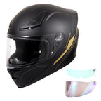 Motorcycle Helmets Full Face Dot Approved Certified Biker Helmet Orthrus Foxhound Matte Black Gold