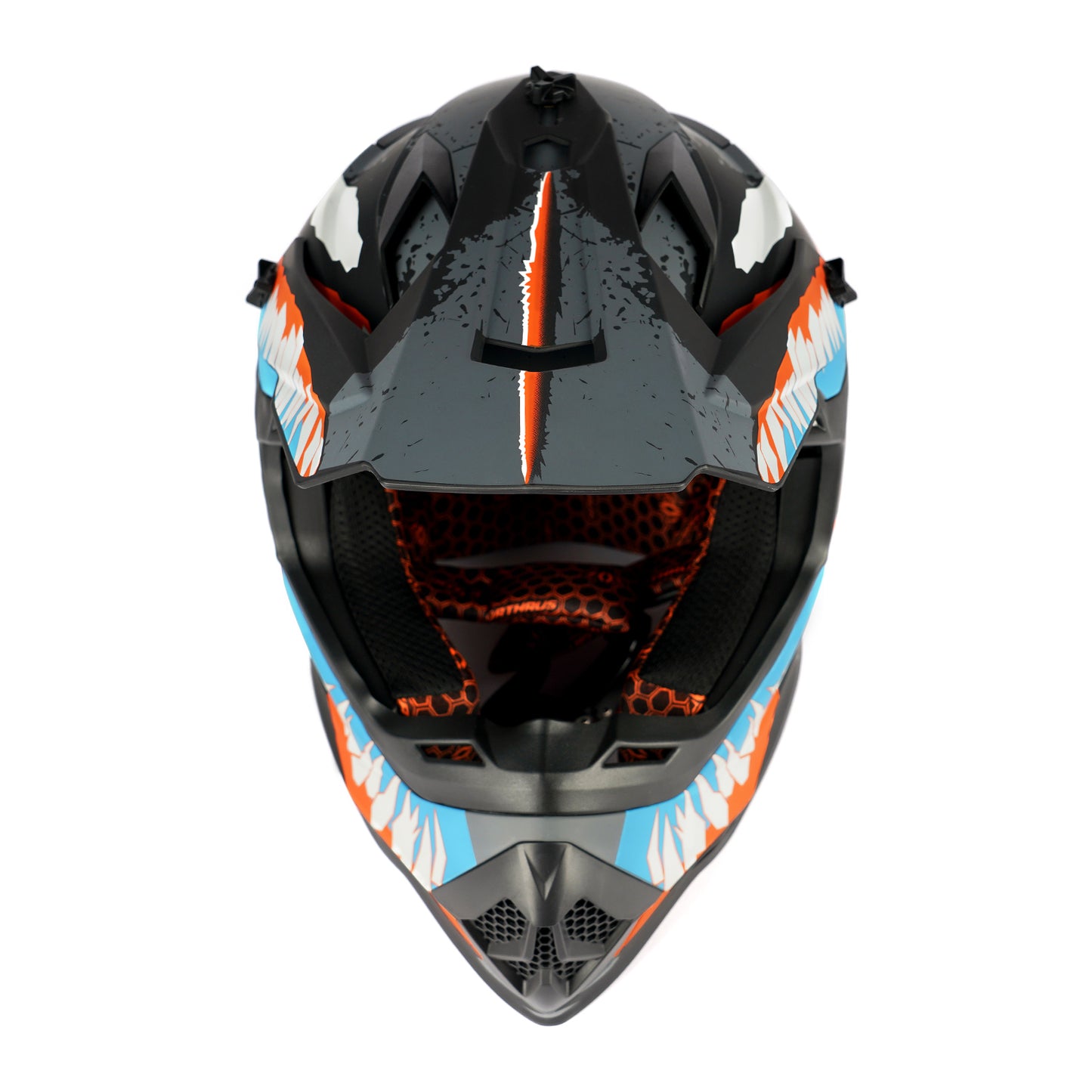 Orthrus Greyhound AH609 Grey Blue Devour Adult Off-Road Helmet - DOT Certified for ATV UTV & Dirt Bike