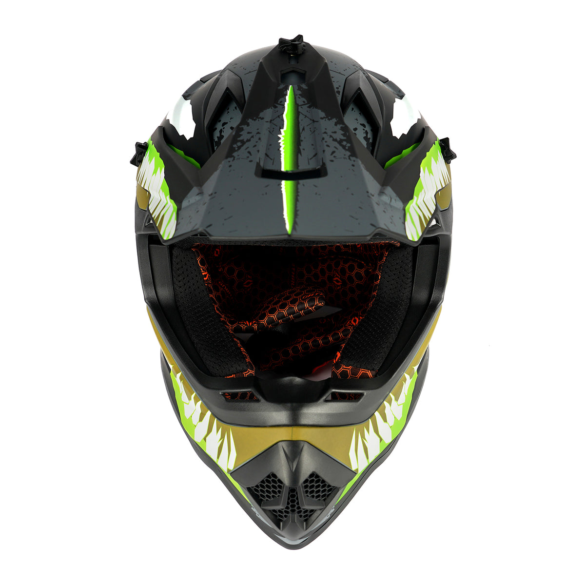 Orthrus Greyhound AH609 Grey Green Devour Adult Off-Road Helmet - DOT Certified for ATV UTV & Dirt Bike
