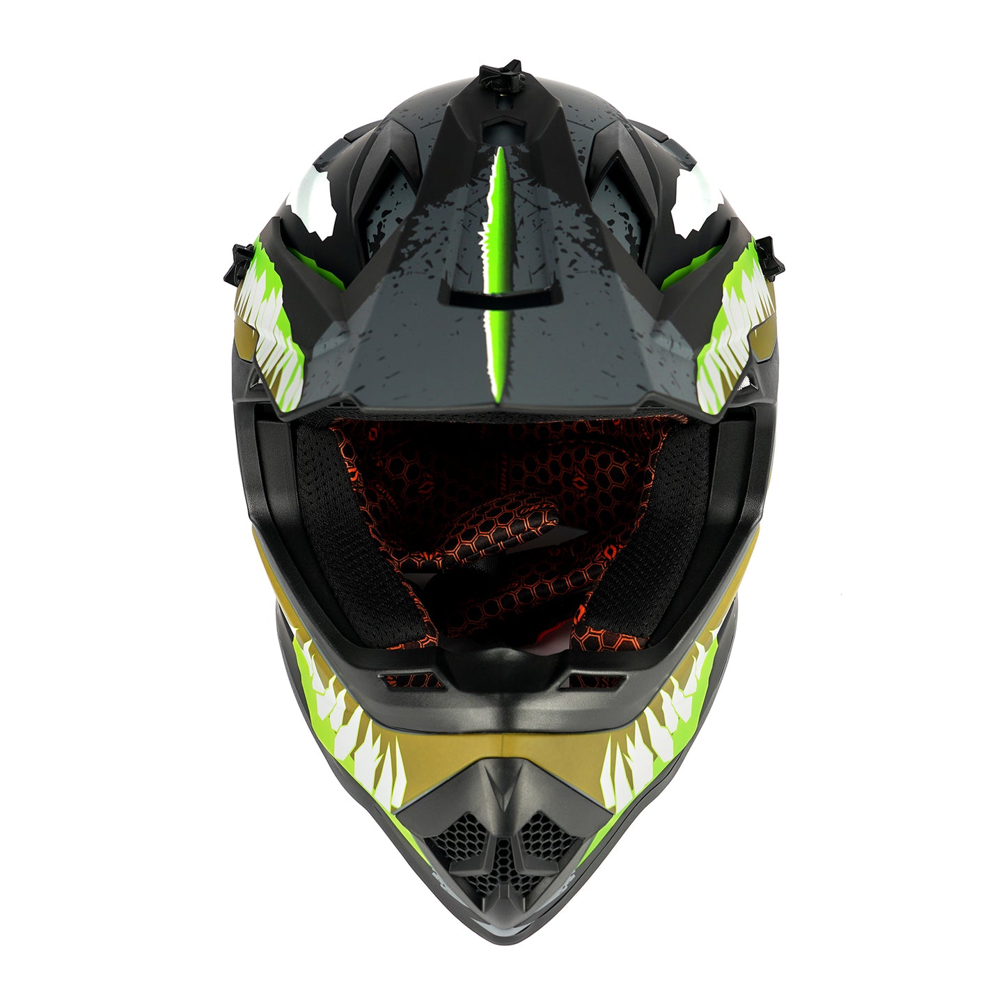 Orthrus Greyhound AH609 Grey Green Devour Adult Off-Road Helmet - DOT Certified for ATV UTV & Dirt Bike