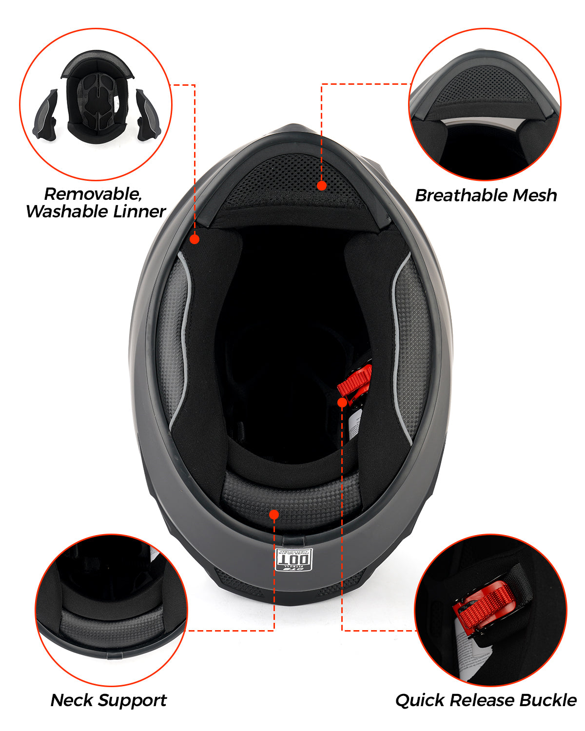 Motorcycle Helmets Full Face Dot Approved Certified Biker Helmet Orthrus Pit Bull