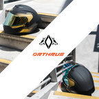 Motorcycle Helmets Modular Dot Approved Certified Biker Helmet With LED Spoiler Orthrus Dobermann Matte Black Gold