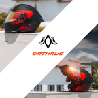 Motorcycle Helmets Modular Dot Approved Certified Biker Helmet With LED Spoiler Orthrus Dobermann Matte Black Red