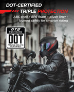 Motorcycle Helmets Full Face Dot Approved Certified Biker Helmet Orthrus Foxhound Matte Black Red